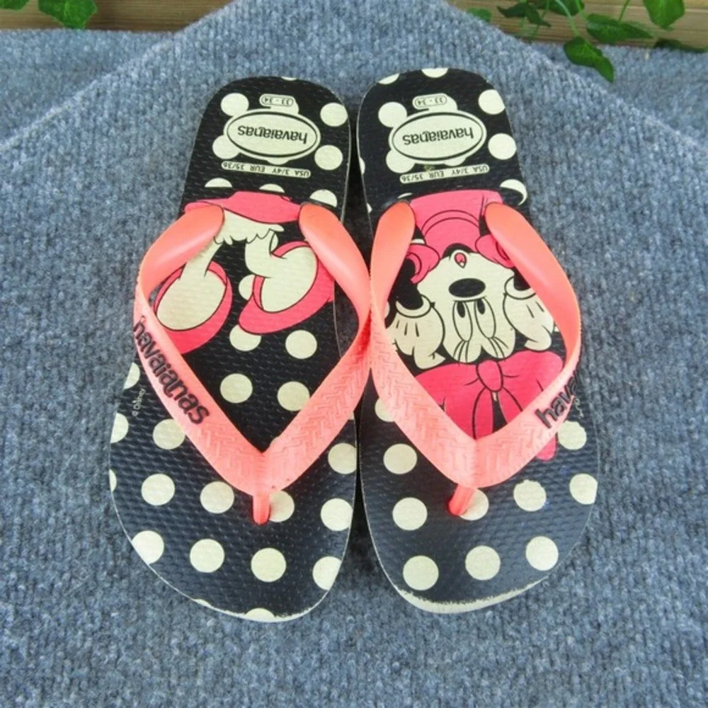Havaianas Youth Girls Flip Flop‎ Shoes Size 3-4 Medium Pink Synthetic Slip On